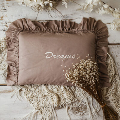 Personalizowana poszewka na poduszkę boho beż imię dziecka haft