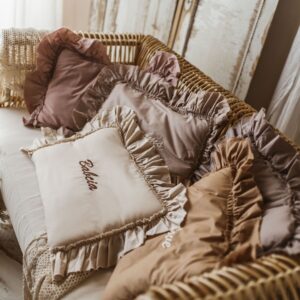 Personalizowana poszewka na poduszkę boho beż imię dziecka haft