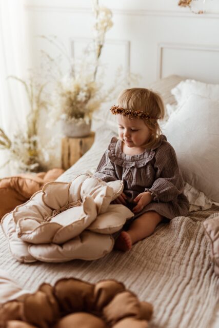 Poduszka bawełniana dekoracyjna kwiat natural rozmiar 40