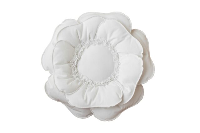 Poduszka dekoracyjna okrągła kwiat biała 40×40
