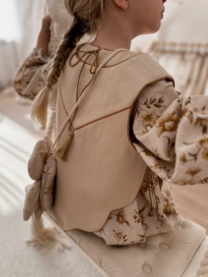 Retro damska kamizelka lniana vanila