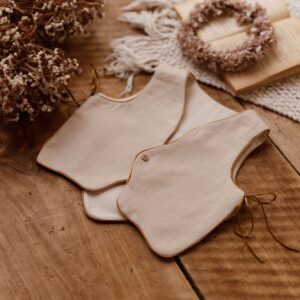 Retro kamizelka lniana dla dla dziecka vanila