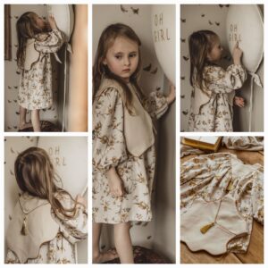 Retro kamizelka lniana dla dla dziecka vanila