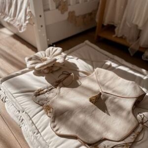 Retro kamizelka lniana dla dla dziecka vanila