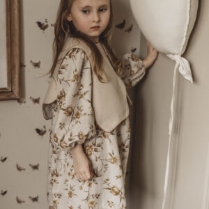 Retro kamizelka lniana dla dla dziecka vanila