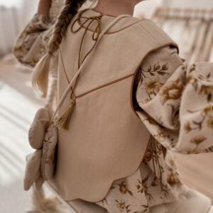 Retro kamizelka lniana dla dla dziecka vanila