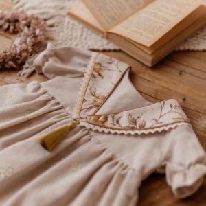 Retro kołnierzyk dla dziecka lniany z koronką anielka honey