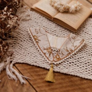 Retro kołnierzyk dla dziecka lniany z koronką anielka honey