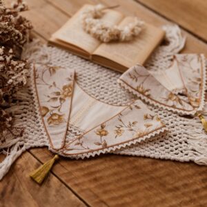 Retro kołnierzyk dla dziecka lniany z koronką anielka honey