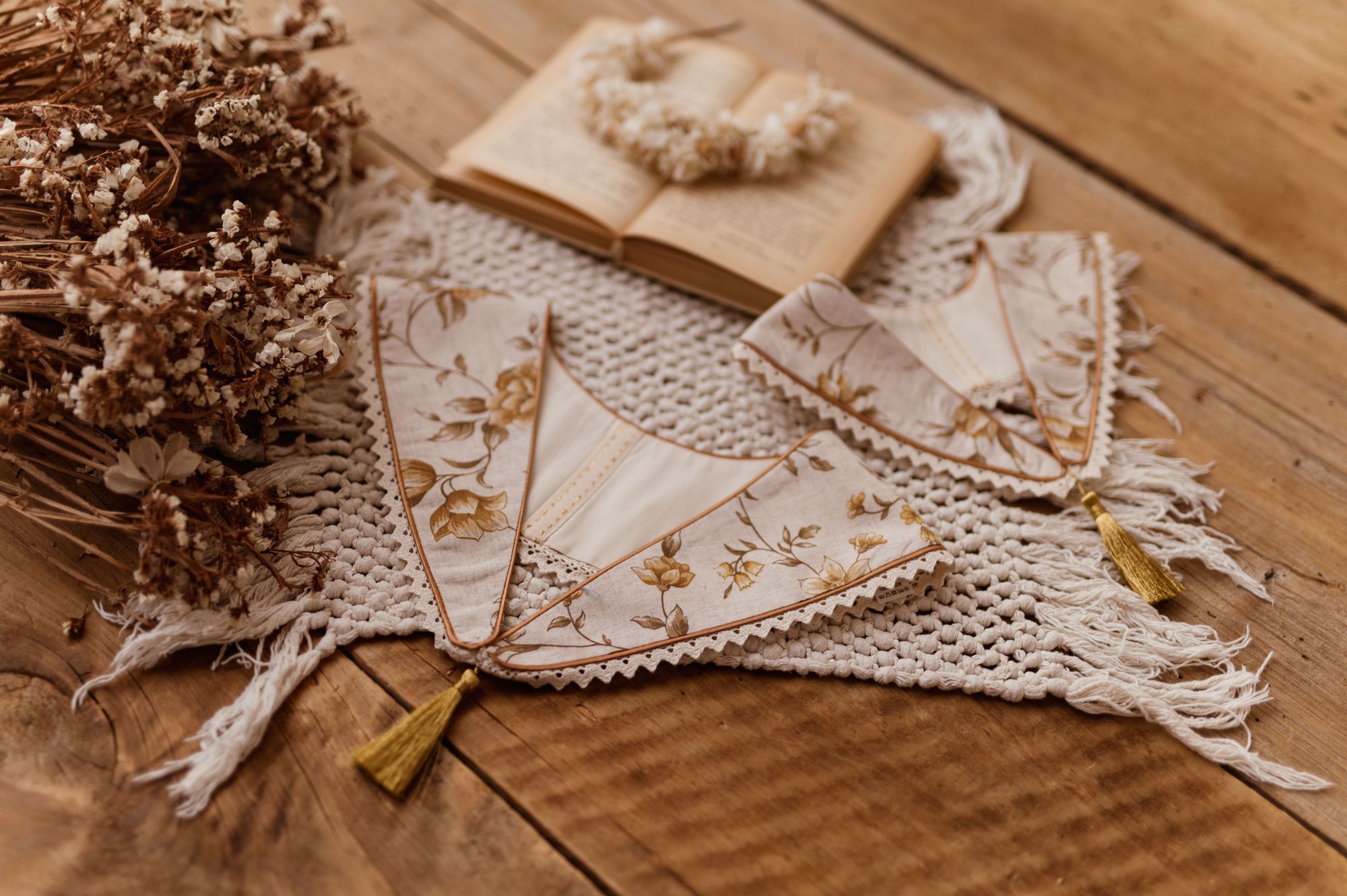 Retro kołnierzyk dla dziecka lniany z koronką anielka honey