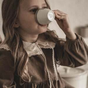 Retro kołnierzyk dla dziewczynki lniany z koronką naturalna kratka zoja