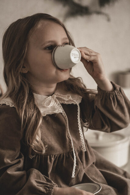 Retro kołnierzyk dla dziewczynki lniany z koronką naturalna kratka zoja