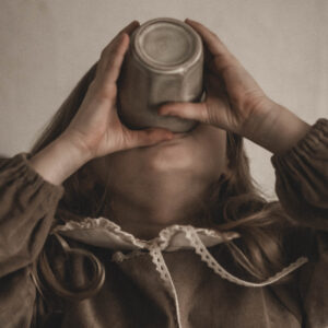 Retro kołnierzyk dla dziewczynki lniany z koronką naturalna kratka zoja