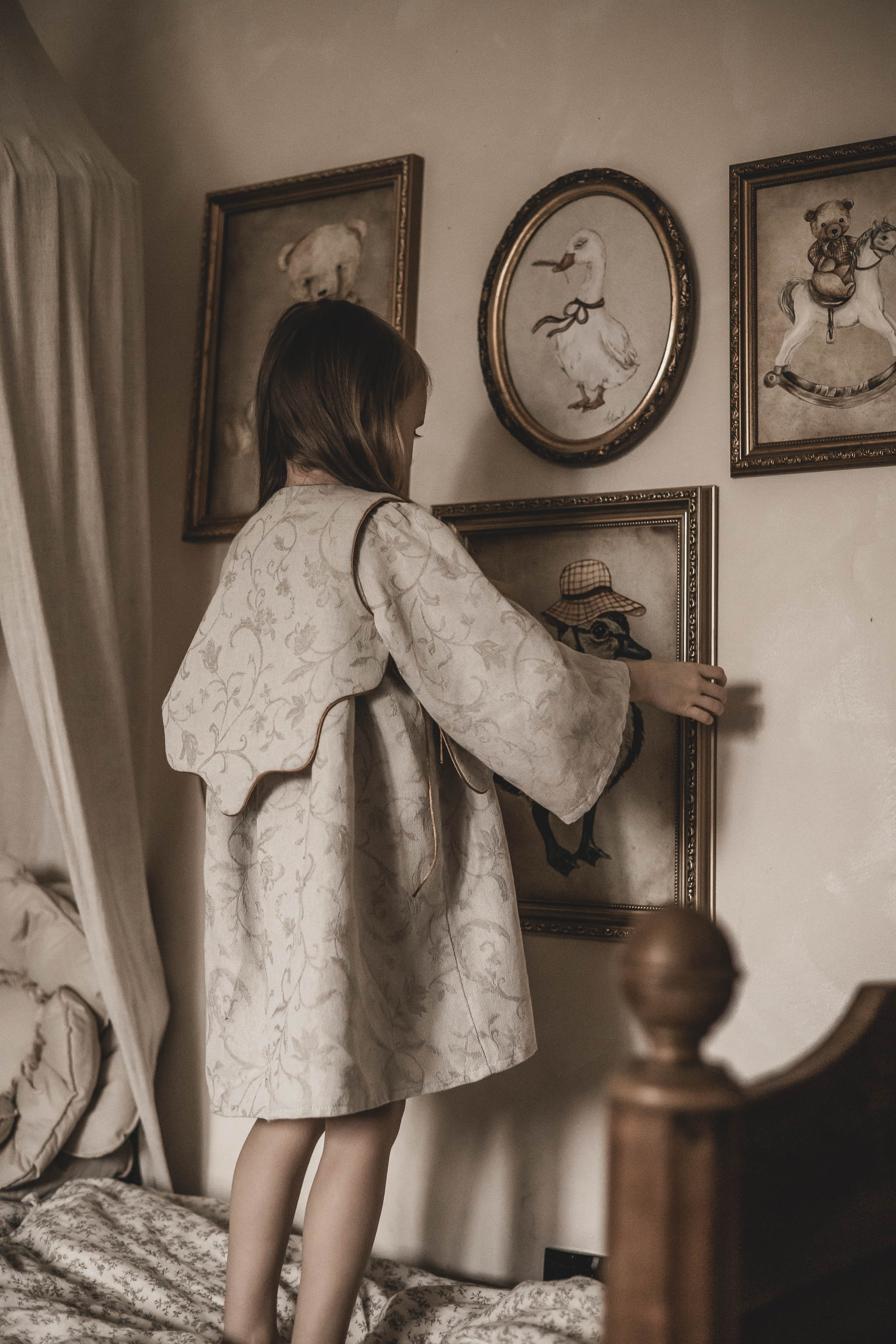 Retro premium kamizelka lniana damska royal kwiaty żakard