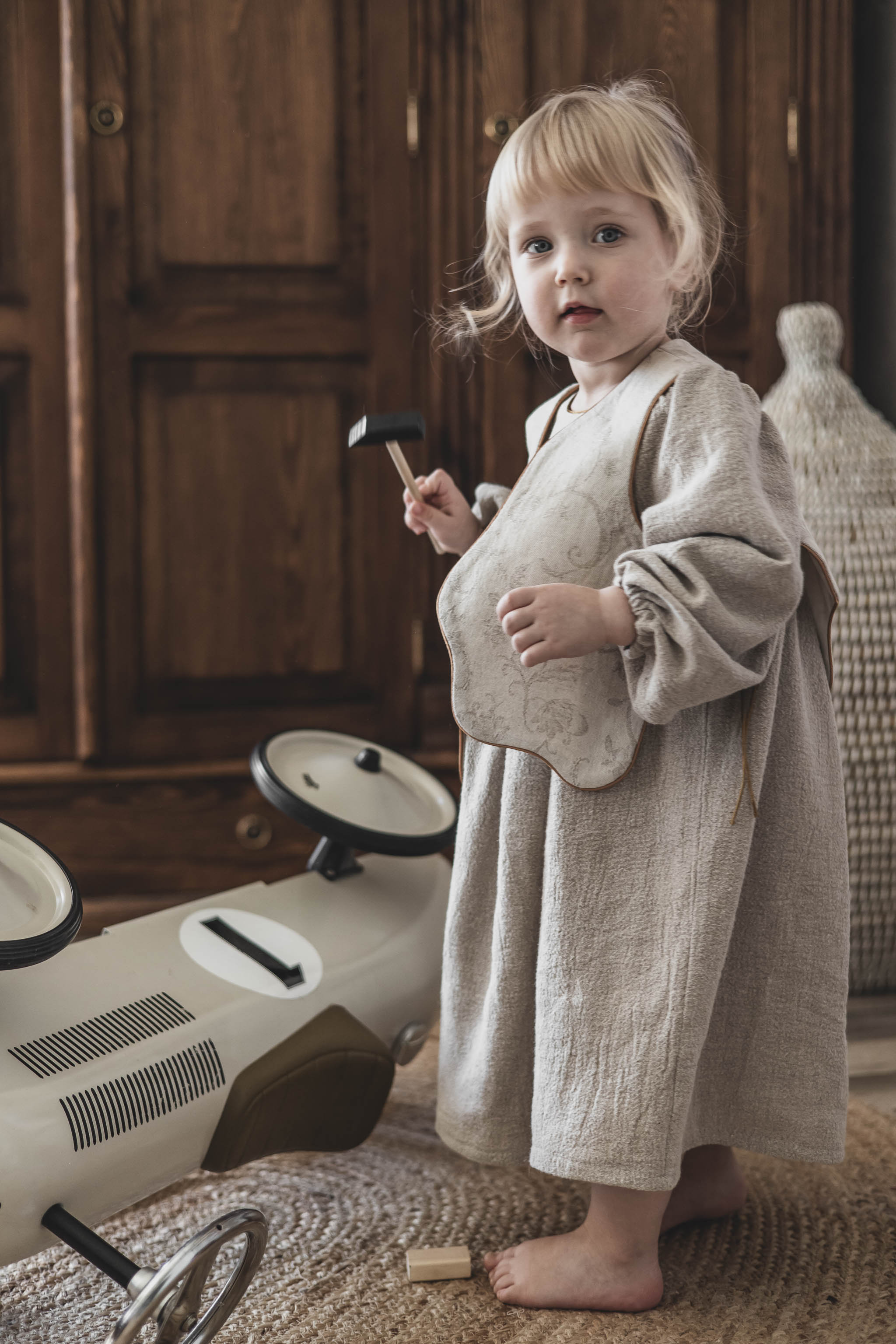 Retro premium kamizelka lniana damska royal kwiaty żakard