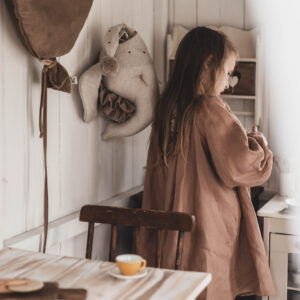 Retro sukienka lniana beżowa damska Marysia kokos