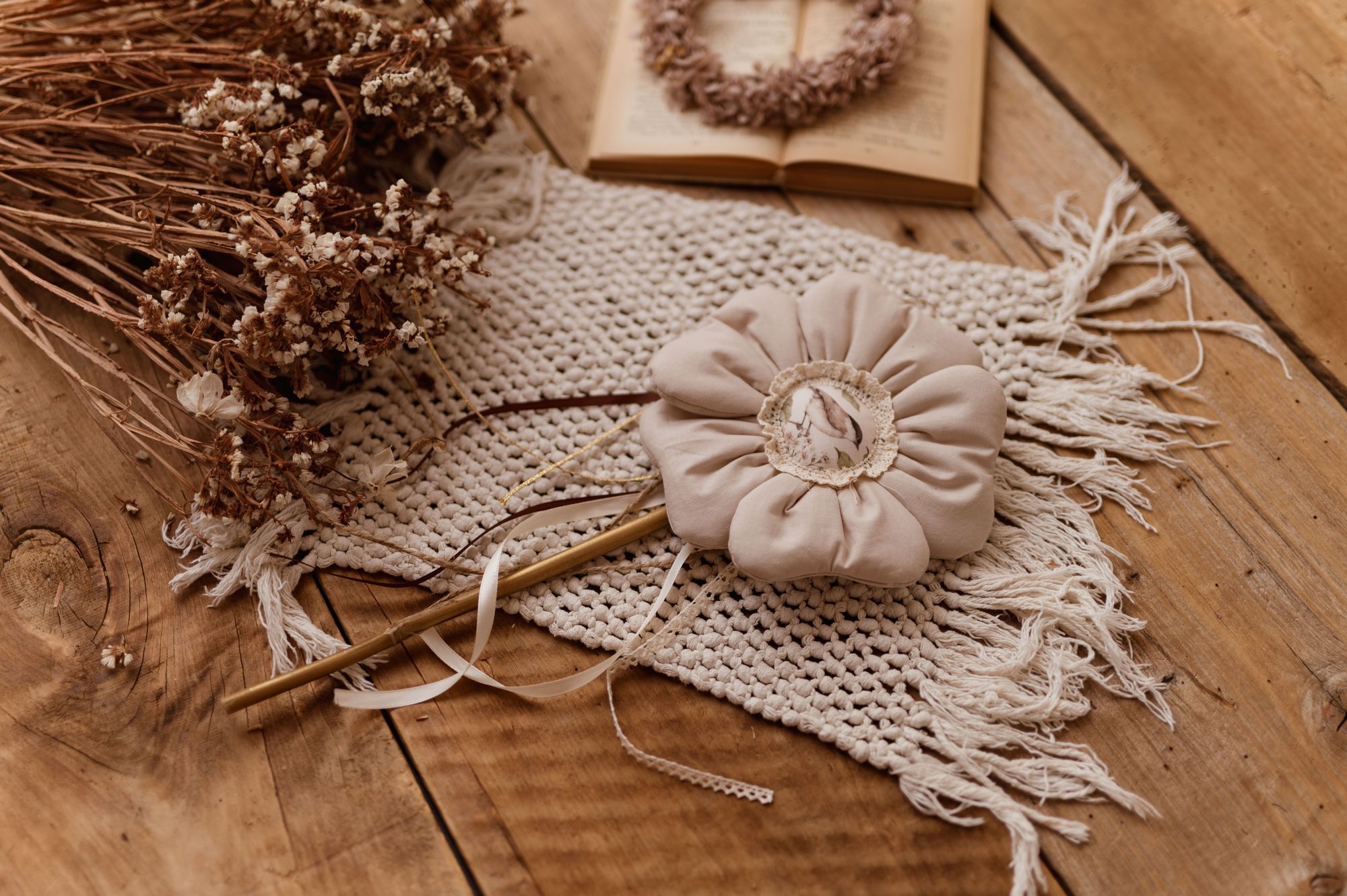 Różdżka kwiatek retro ozdoba dla dziecka wróbelki natural