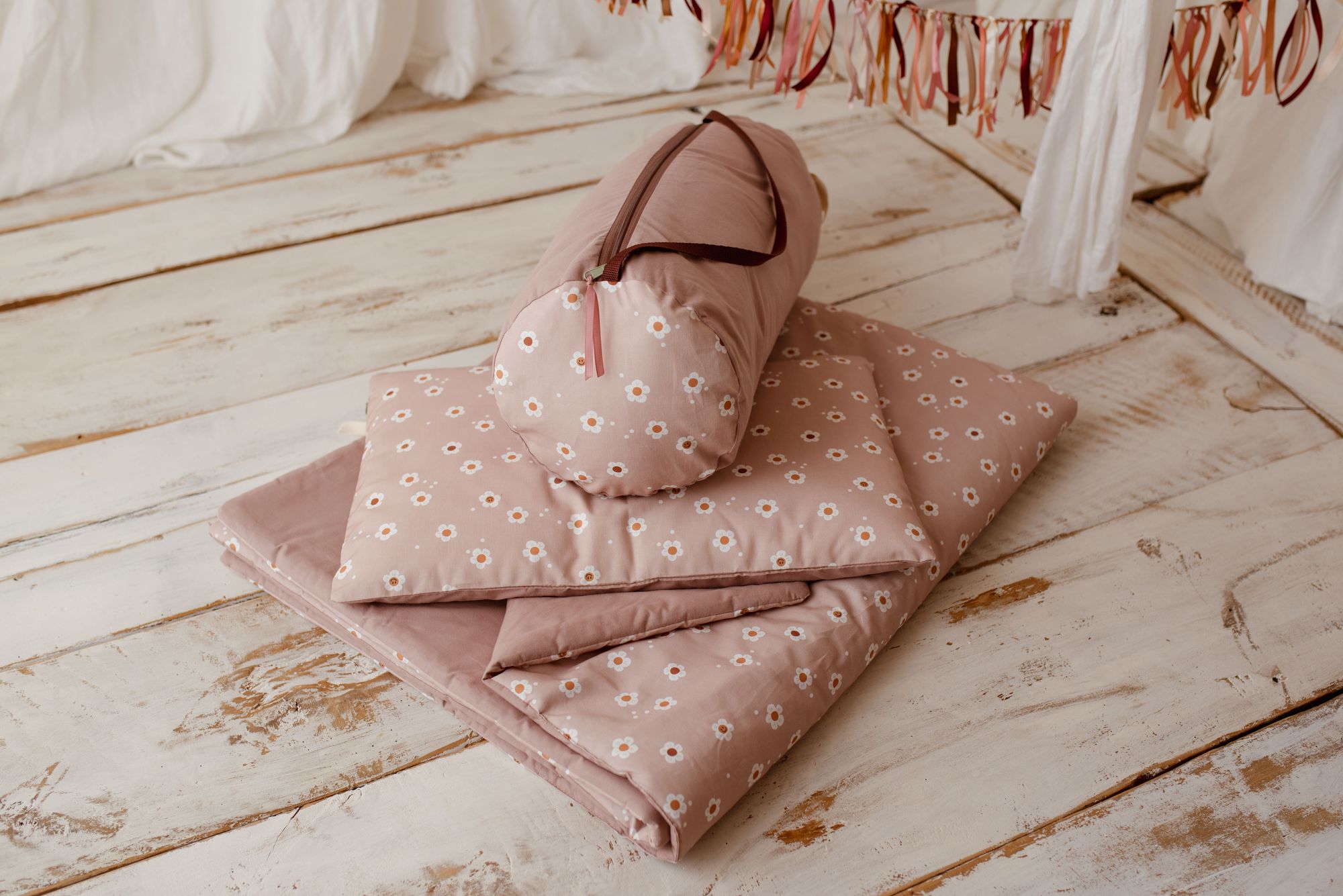 Różowy kocyk do żłobka dla dziewczynki 3w1