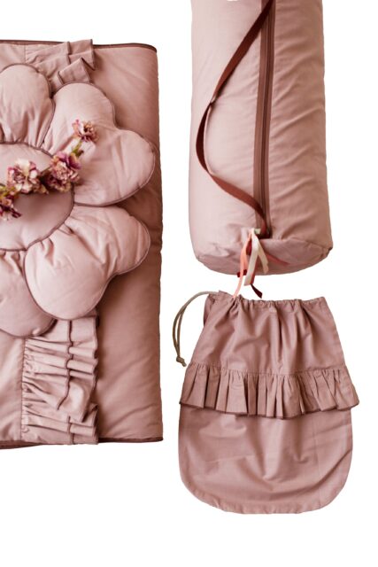 Różowy śpiworek do żłobka 0-3 lat z poduszką i workiem