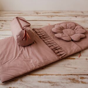Różowy śpiworek do żłobka 0-3 lat z poduszką i workiem