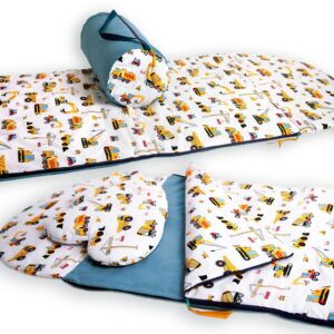 Śpiworek dla chłopca do przedszkola 140×75cm koparki