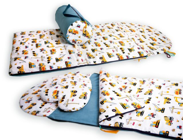 Śpiworek dla chłopca do przedszkola 140×75cm koparki