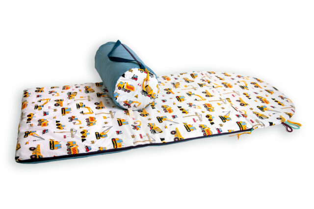 Śpiworek dla chłopca do przedszkola 140×75cm koparki