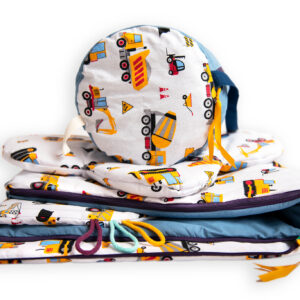 Śpiworek dla chłopca do przedszkola 140×75cm koparki