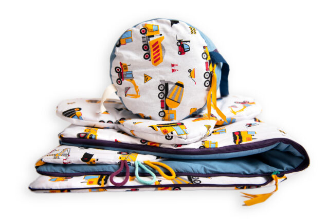 Śpiworek dla chłopca do przedszkola 140×75cm koparki