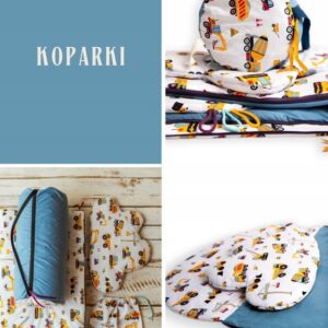 Śpiworek dla chłopca do przedszkola 140×75cm koparki