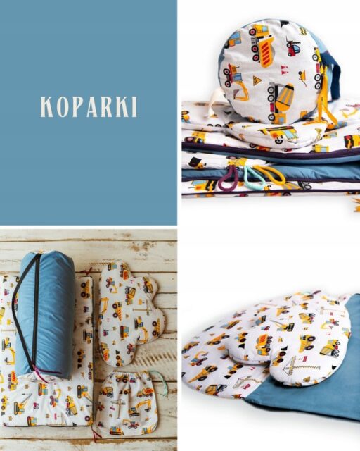 Śpiworek dla chłopca do przedszkola 140×75cm koparki