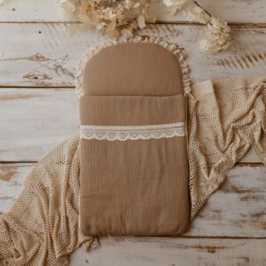 Śpiworek dla niemowlaka brązowy muślinowy bawełna 100%