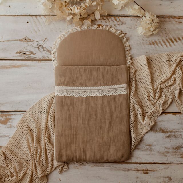 Śpiworek dla niemowlaka brązowy muślinowy bawełna 100%