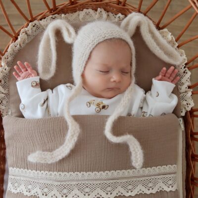 Śpiworek dla niemowlaka brązowy muślinowy bawełna 100% 6-18 miesięcy