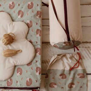 Śpiworek do przedszkola pościel premium bawełniana zestaw 3w1 jeżyki zielone