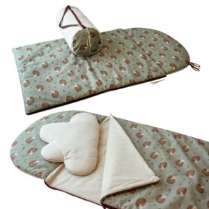 Śpiworek do przedszkola pościel premium bawełniana zestaw 3w1 jeżyki zielone