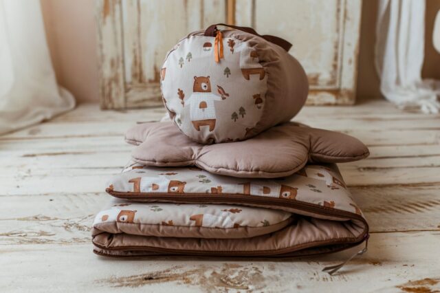 Śpiworek do przedszkola pościel premium bawełniana zestaw 3w1 misie beżowe