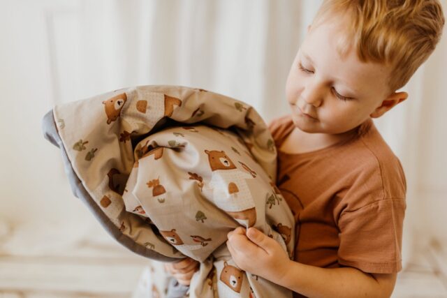 Śpiworek do przedszkola pościel premium bawełniana zestaw 3w1 misie beżowe
