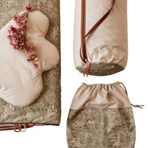 Śpiworek do przedszkola pościel premium bawełniana zestaw 3w1 wróbelki oliwka