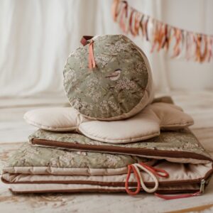 Śpiworek do przedszkola pościel premium bawełniana zestaw 3w1 wróbelki oliwka