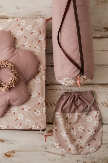 Śpiworek do przedszkola pościel zestaw 3w1 retro kwiatuszki róż