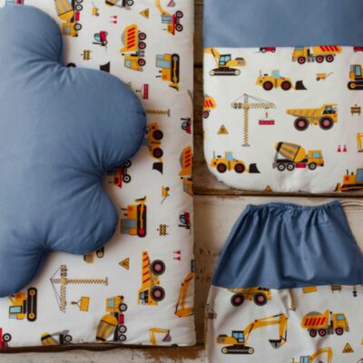 Śpiworek do przedszkola dla chłopca koparki 140×75cm