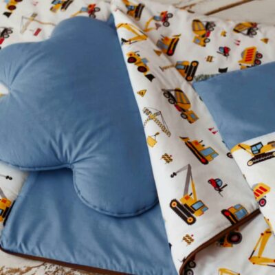 Śpiworek do przedszkola dla chłopca koparki 140×75cm