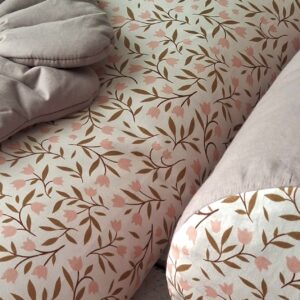 Śpiworek do przedszkola z falbanką 140×75cm różowe konwalie