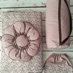 Śpiworek do przedszkola z falbanką 140×75cm różowe kwiaty