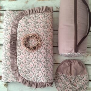Śpiworek do przedszkola z falbanką 140×75cm różowe kwiaty