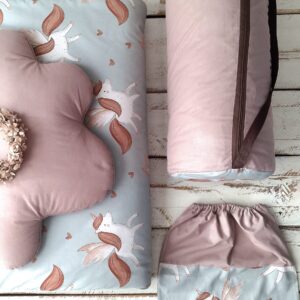 Śpiworek do przedszkola z falbanką 140×75cm skrzydlaty jednorożec