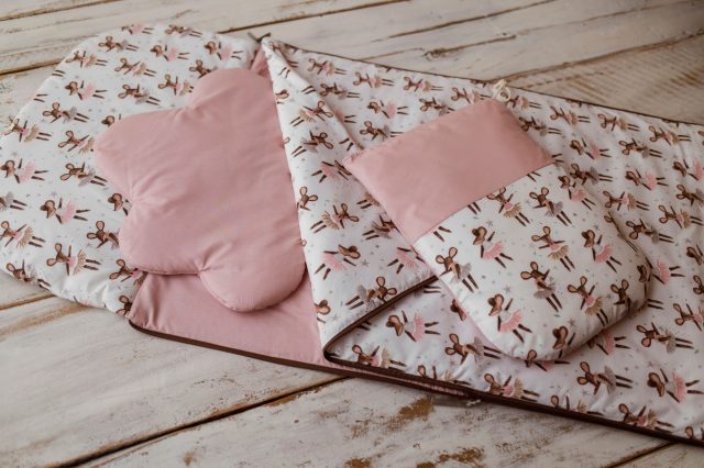 Śpiworek do przedszkola z pokrowcem 140cmx75cm myszki baletnice 3w1