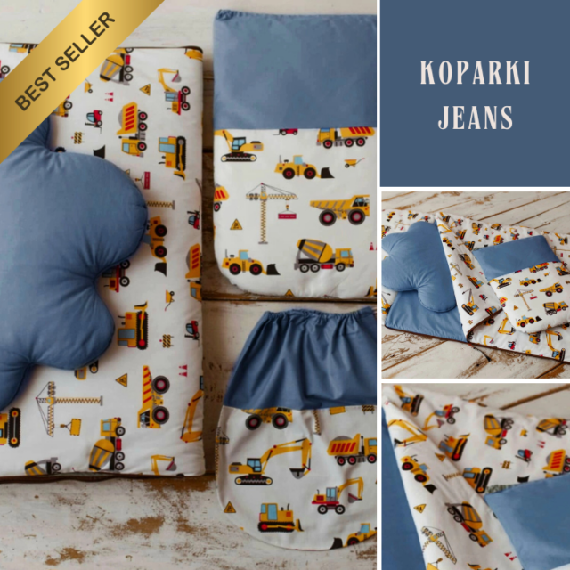Śpiworek do żłobka dla chłopca koparki 60×120cm
