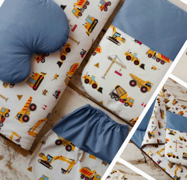 Śpiworek do żłobka dla chłopca koparki 60×120cm